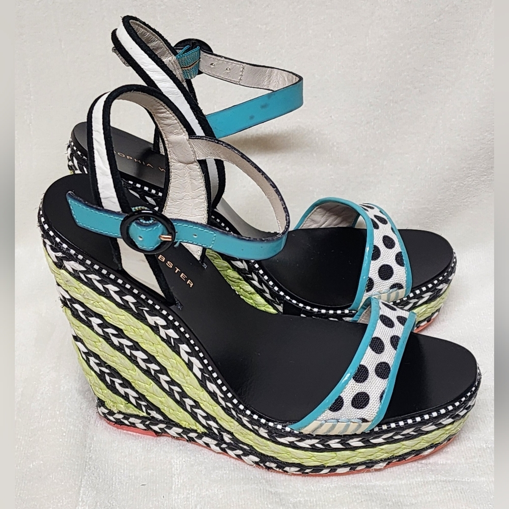 Sophia Western Multicolor Lucita Spadrille Wedges Sandals 36